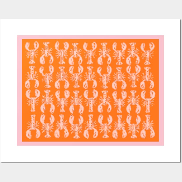 Cheerful Orange Lobster Print Wall Art by Shelley Johannes Art